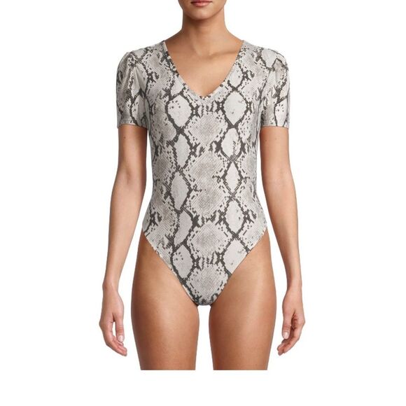 NWT Animal Snake print V neck Short Sleeve Bodysuit Junior’s XXXL  (21) - Picture 3 of 6